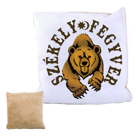 SZÉKELY FEGYER MEDVE PÁRNAHUZAT PLÜSS HÁTOLDALLAL