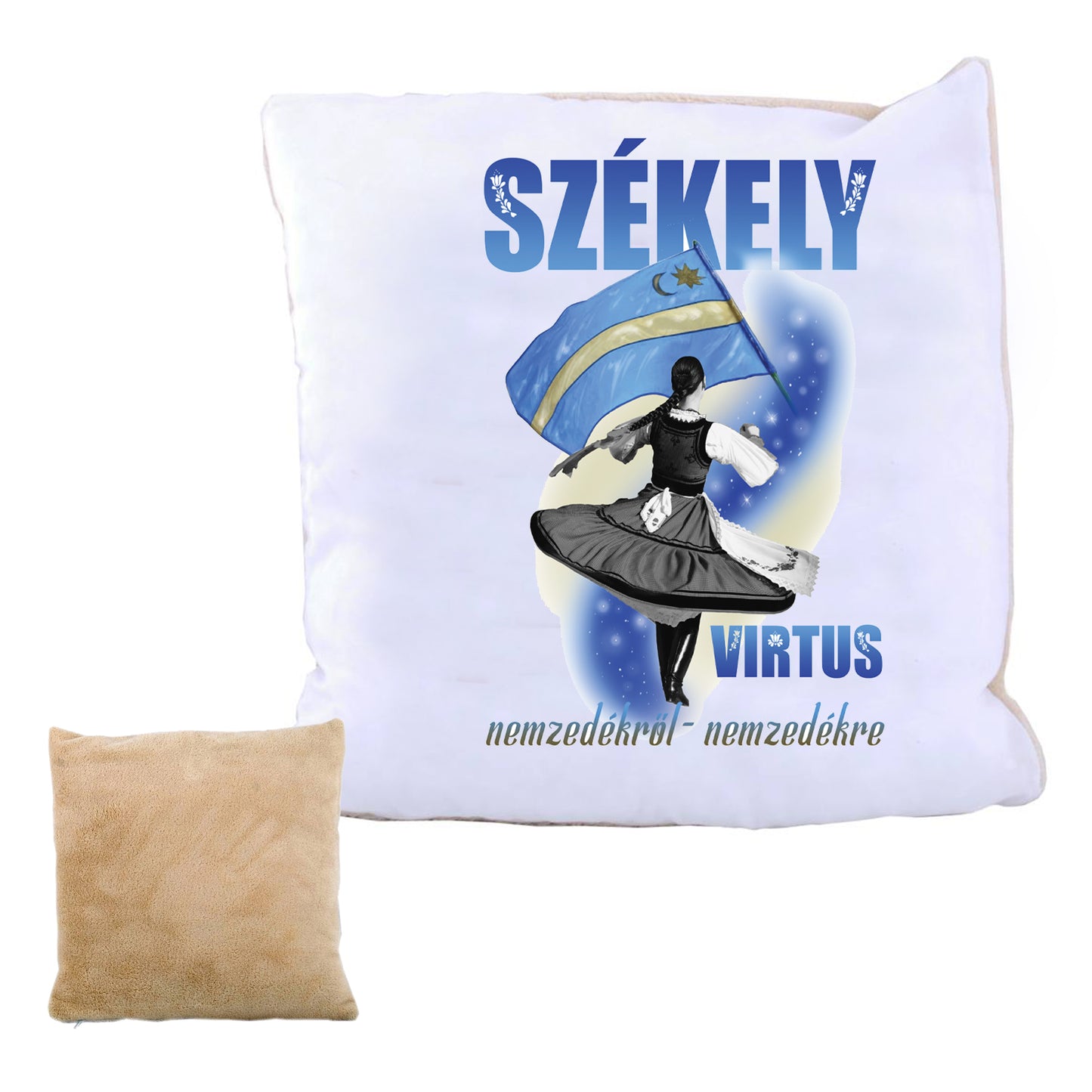 SZÉKELY TÁNCOS PÁRNAHUZAT PLÜSS HÁTOLDALLAL