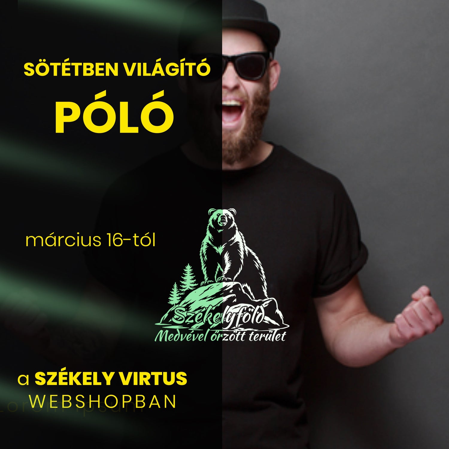 SÖTÉTBEN VILÁGÍTÓ PÓLÓK - LÁTVÁNYOS FLUORESZKÁLÓ MINTÁKKAL