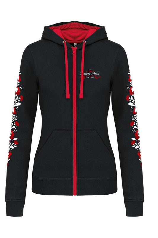 SZÉKELY ÖRÖKSÉG-KAPUCNIS CIPZÁROS NŐI PULÓVER