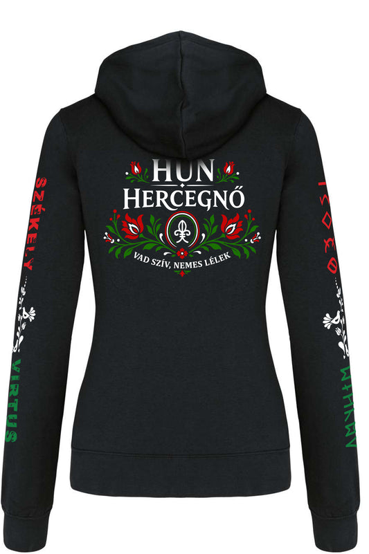 HUN HERCEGNŐ-VAD SZÍV-NEMES LÉLEK TELEMINTÁS KAPUCNIS CIPZÁROS NŐI PULÓVER
