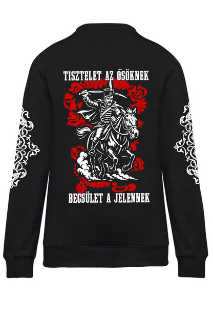 LIMITÁLT TERMÉK -  MAGYAR HUSZÁR-LOVAS KATONA UNISEX KONTRASZT ZSEBES PULÓVER