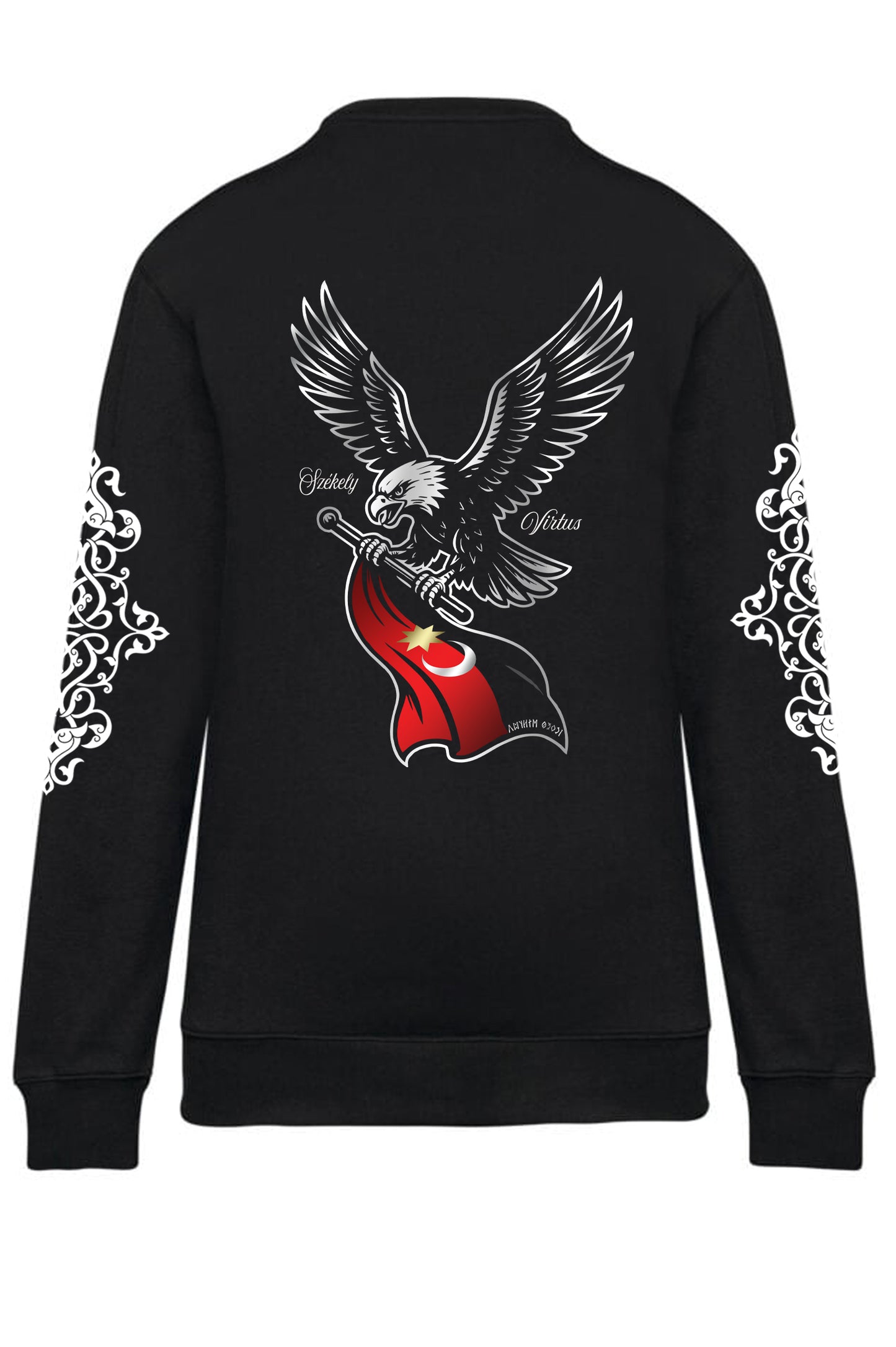 LIMITÁLT TERMÉK -  SZÉKELY HARCI ZÁSZLÓ -2 UNISEX KONTRASZT ZSEBES PULÓVER