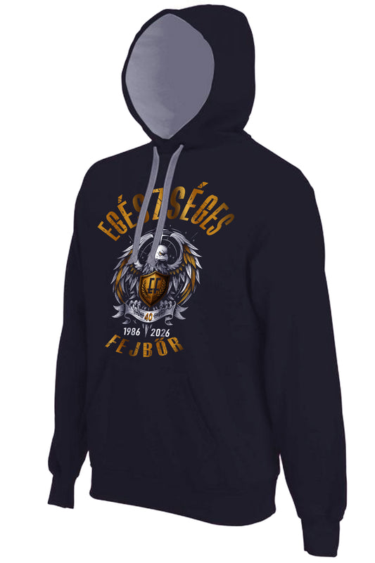 EGÉSZSÉGES FEJBŐR - 40 ÉVES JUBILEUMI FÉRFI BELEBÚJÓS KAPUCNIS PULÓVER