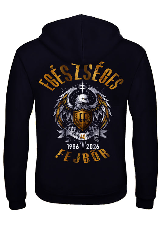 EGÉSZSÉGES FEJBŐR - 40 ÉVES JUBILEUMI KAPUCNIS CIPZÁROS FÉRFI PULÓVER