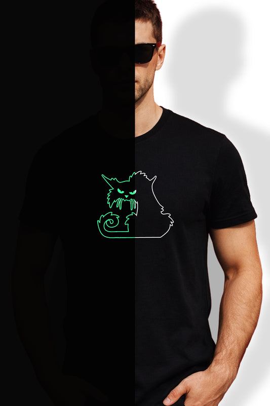 SÖTÉTBEN VILÁGÍTÓ MORCOS MACSKA FÉRFI ÉS NŐI PÓLÓ