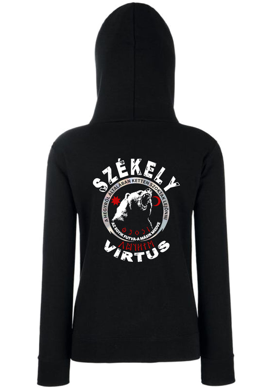 MEDVE MINTÁS KAPUCNIS CIPZÁROS NŐI PULÓVER