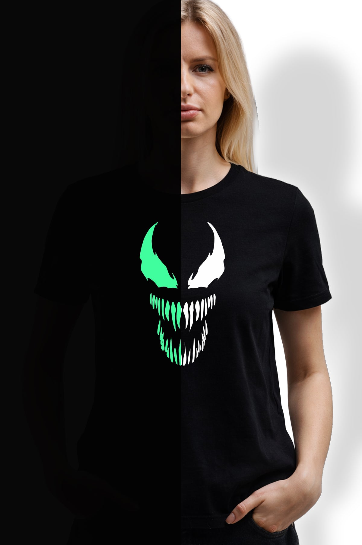 SÖTÉTBEN VILÁGÍTÓ VENOM FÉRFI ÉS NŐI PÓLÓ