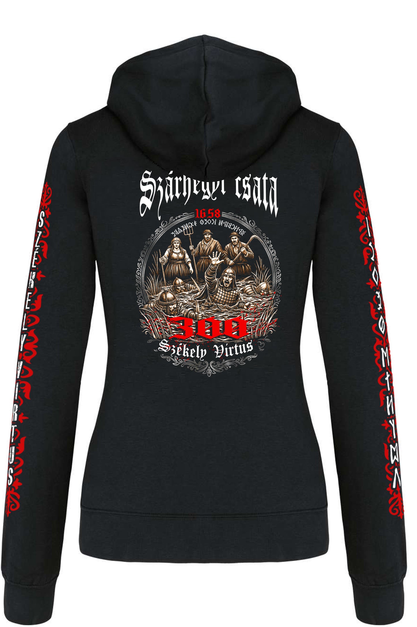 1658-A SZÁRHEGYI CSATA EMLÉKÉRE KAPUCNIS CIPZÁROS NŐI PULÓVER