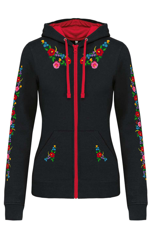 KALOCSAI TELEMINTÁS KAPUCNIS CIPZÁROS NŐI PULÓVER