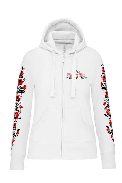 SZÉKELY ÖRÖKSÉG-KAPUCNIS CIPZÁROS NŐI PULÓVER